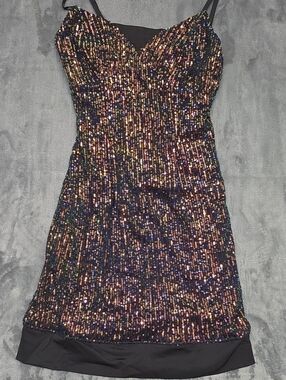 Blue Blush Sequence Sparkly Stretchy Mini dress sz Small